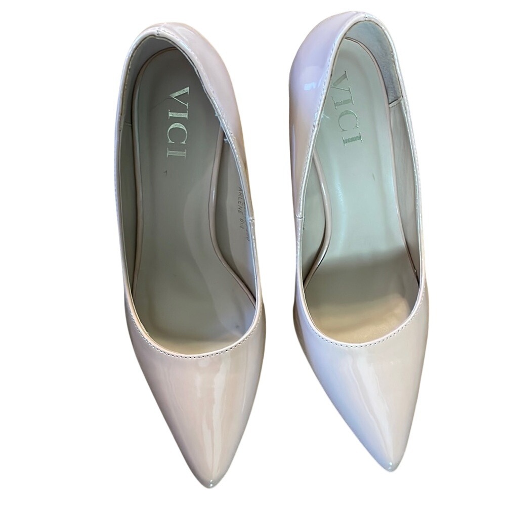 VICI‎ Arlene Patent Nude Pointed Toe Stiletto Heels Pumps Women's Size 6.5